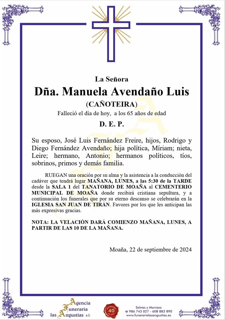 Dña. Manuela Avendaño Luis