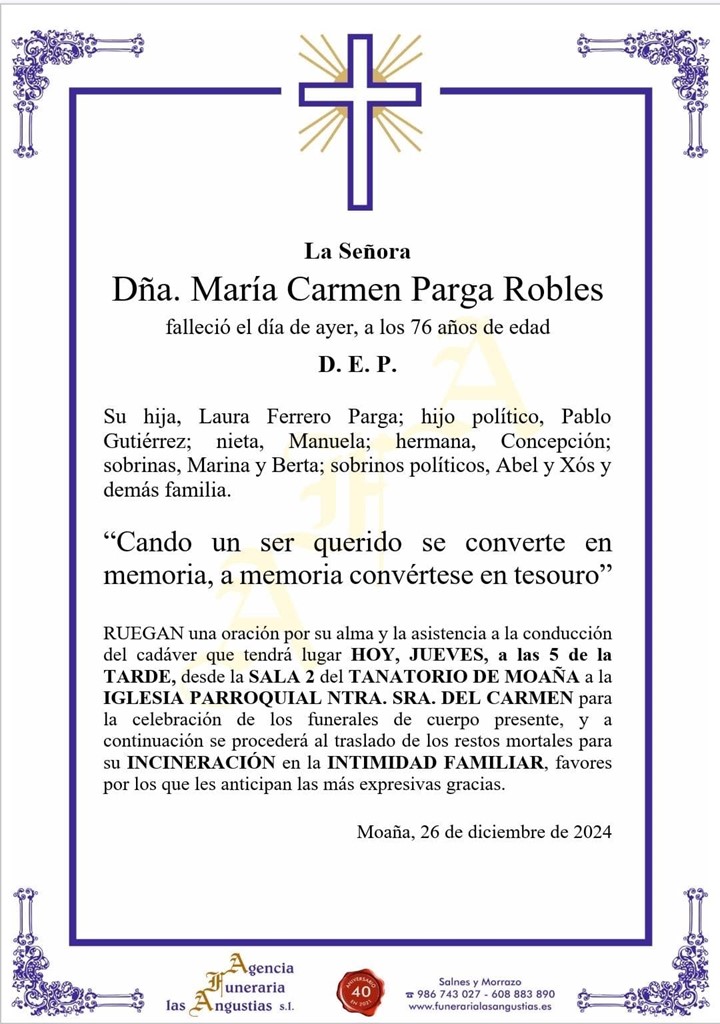 DÑA. MARIA CARMEN PARGA ROBLES