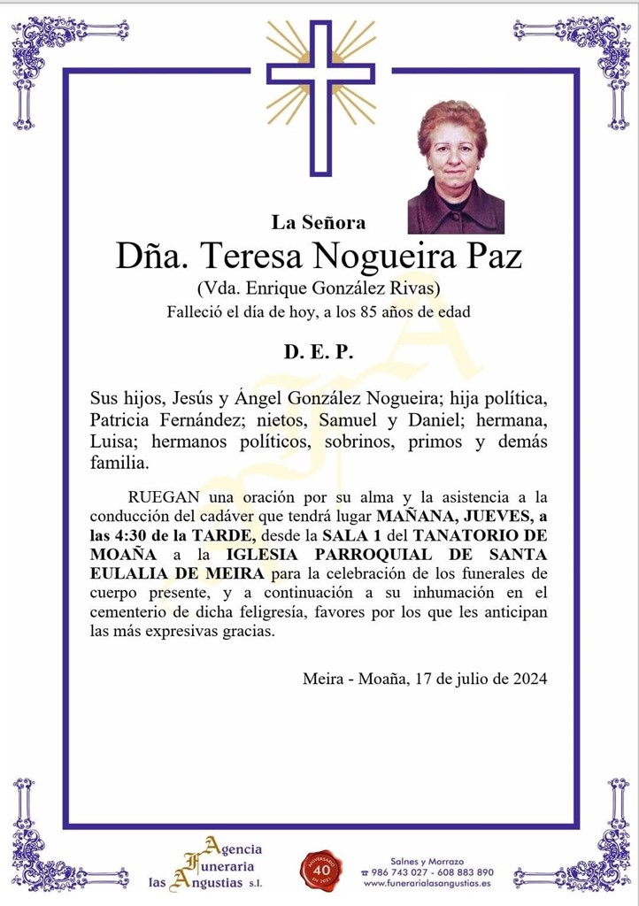 Dña. TERESA NOGUEIRA PAZ