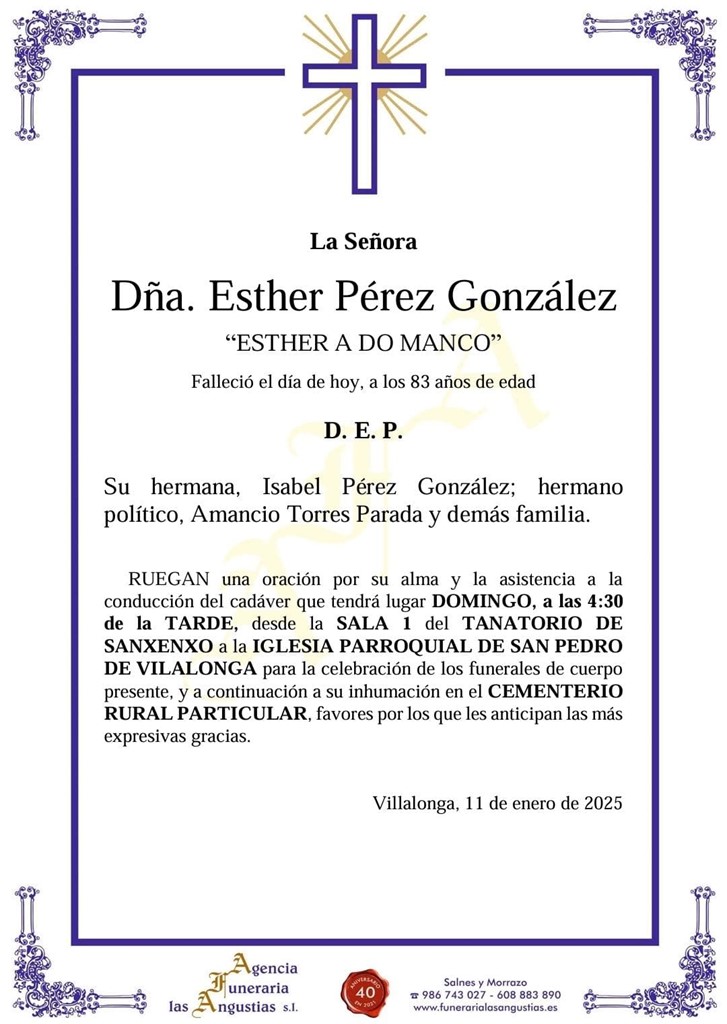 D. ESTHER PÉREZ GONZÁLEZ