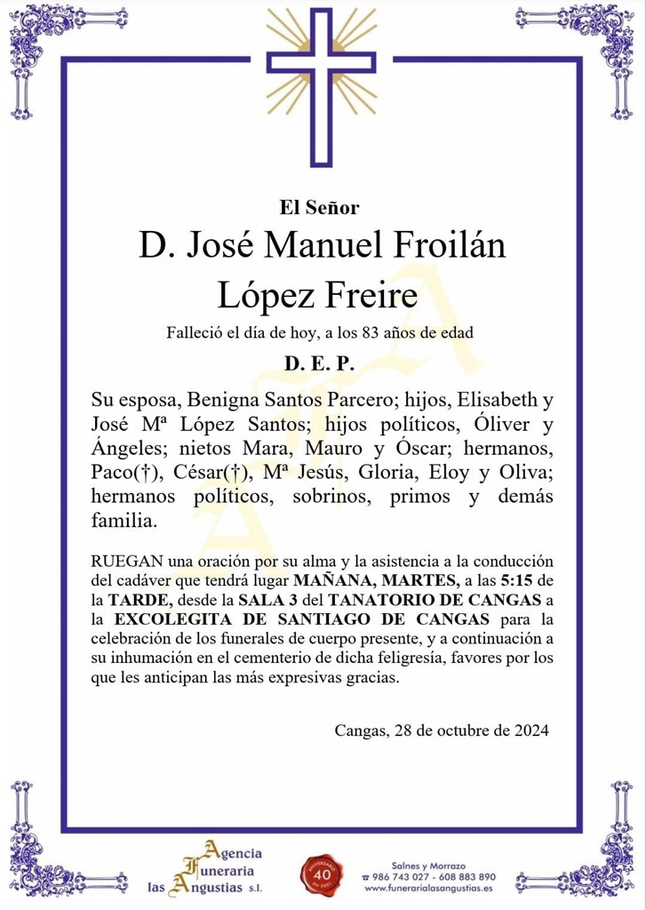 D. JOSÉ MANUEL FROILÁN LÓPEZ FREIRE