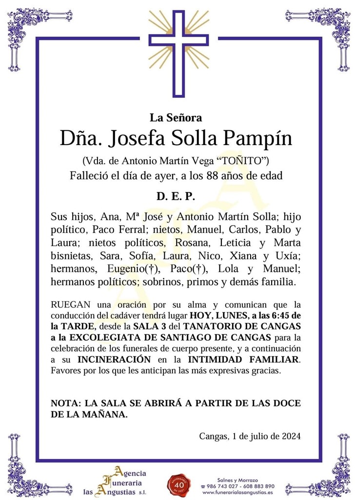 D. JOSEFA SOLLA PAMPÍN