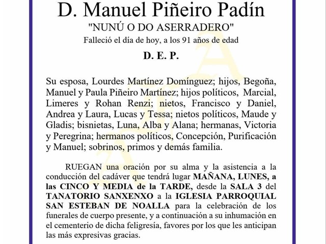 D. MANUEL PIÑEIRO PADÍN