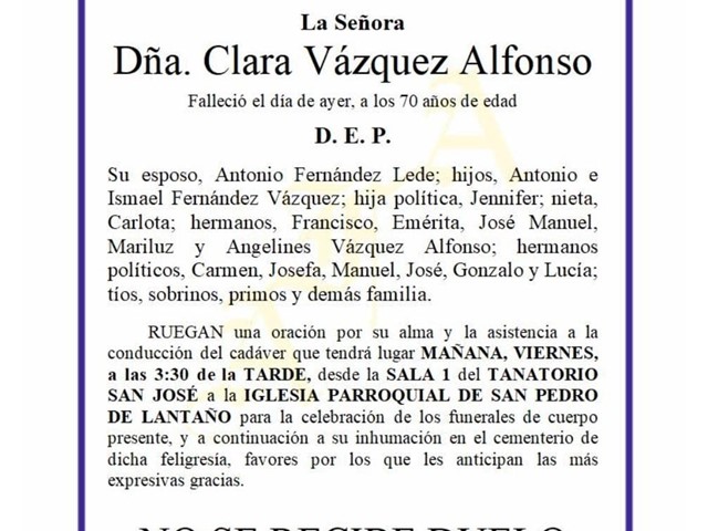 DÑA. CLARA VÁZQUEZ ALFONSO