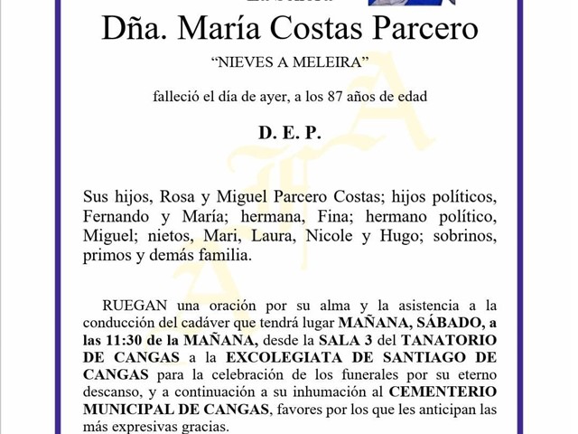 DÑA. MARÍA COSTAS PARCERO