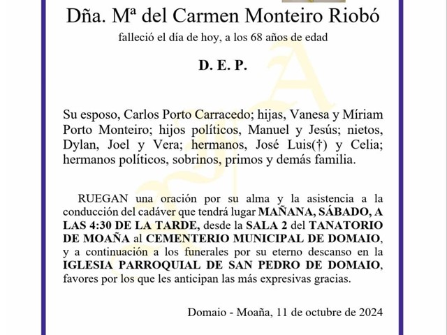 Dña. María de Carmen Monteiro Riabó