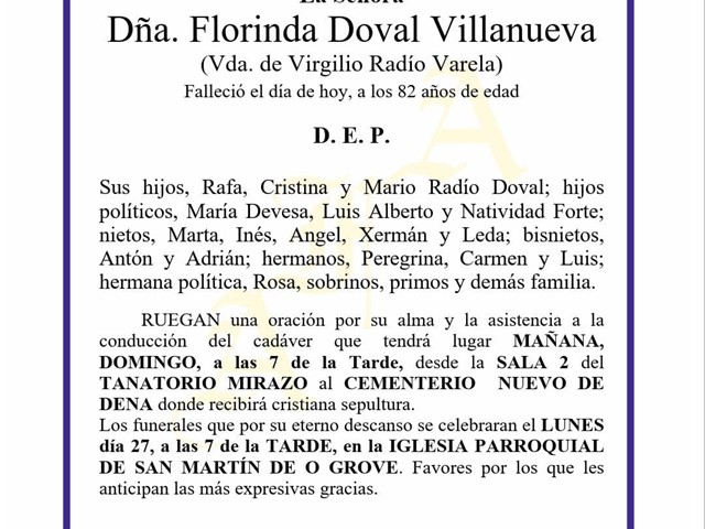 FLORINDA DOVAL VILLANUEVA